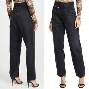 AGOLDE 23 Criss Cross Straight Leg Jeans Black Crossover Waistband High Rise